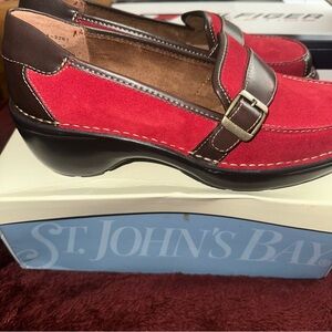 St. John's Bay Women’s  Red and Brown Loafers